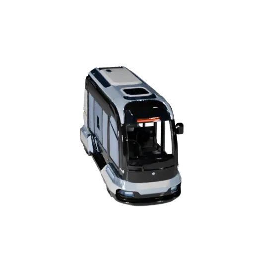 3D-модель Hover Bus, вид в студии в три четверти, готовый для Blender актив транспортного средства с футуристическими панелям