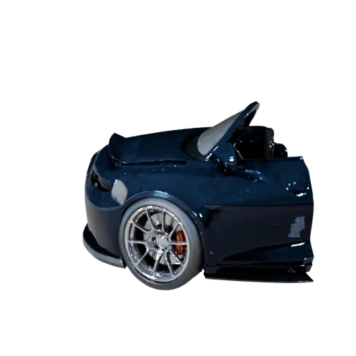 Высокополигональная 3D модель автомобиля, студийный вид крупным планом, высокополигональный транспортный актив с линиями кузо