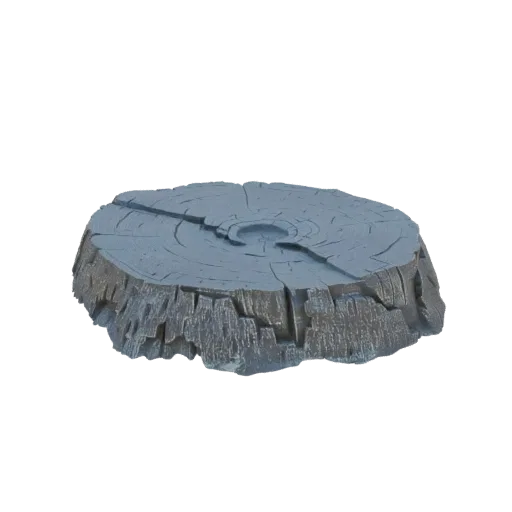 Рендер 3D модели состаренного пня с трещинами, видимыми годичными кольцами и текстурированной корой, на белом фоне.