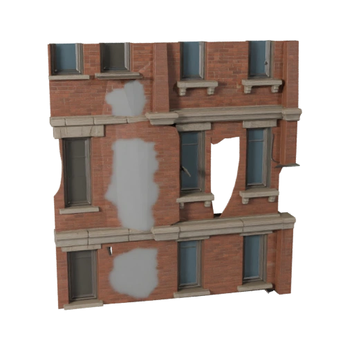 Ziegel Fassade 3D Modell für Unity - Spiel-Asset für Architektur