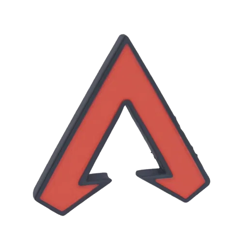 3D модель логотипа Apex Legends, красно-треугольный символ с темно-серым контуром, на черном фоне.