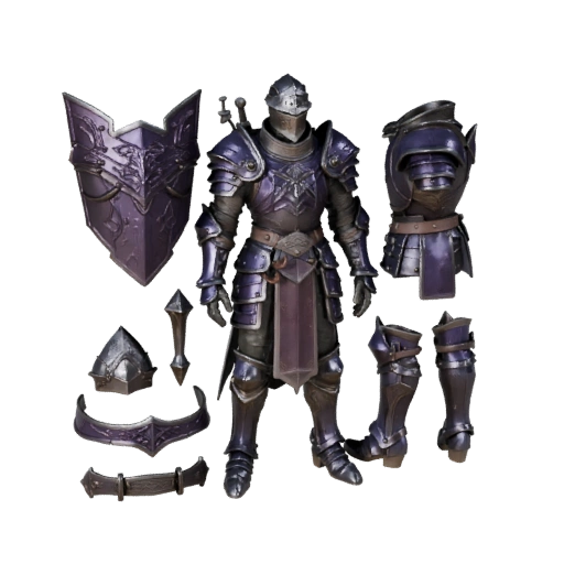 Фэнтези бронированный персонаж нпс Рыцарь с ригом