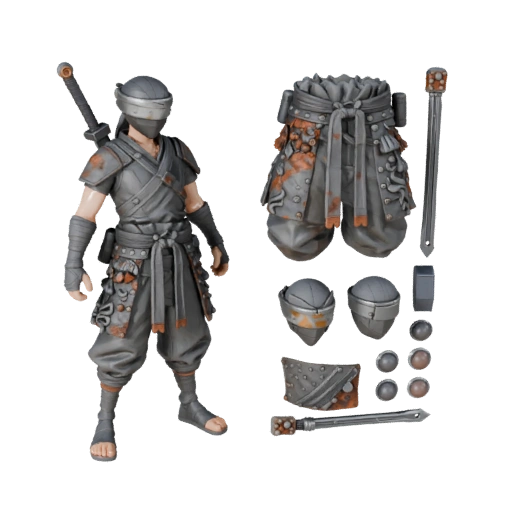 Modelo de Personagem Ninja de Anime - Articulado