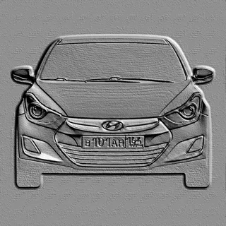 3D модель барельефа передней части автомобиля Hyundai Elantra 2013 года в стиле тиснения