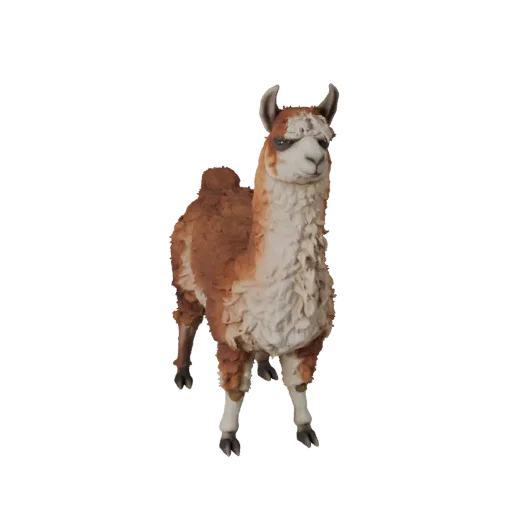 3D модель ламы, рендер дикого животного сбоку, готовый к использованию в Blender ассет животного с объемом груди, переломами