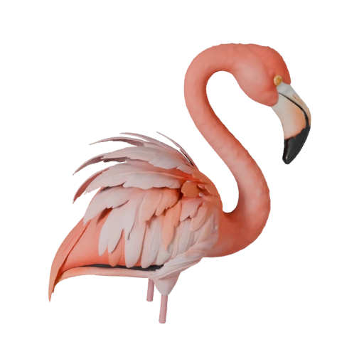 Мультяшный фламинго 3D модель - стилизованный ассет для анимации | PBR