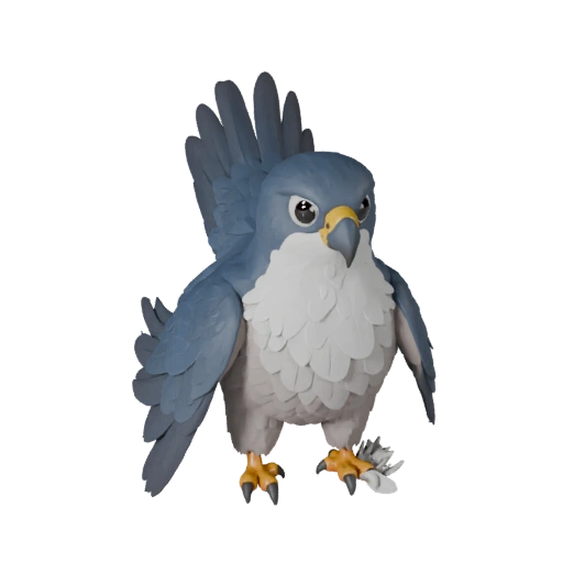 Мультяшный сапсан 3D модель - Стилизованный ассет для анимации