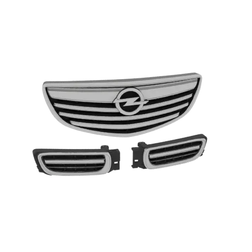 3D-модель эмблемы решетки радиатора Opel с логотипом молнии и двумя соответствующими вентиляционными отверстиями переднего ба