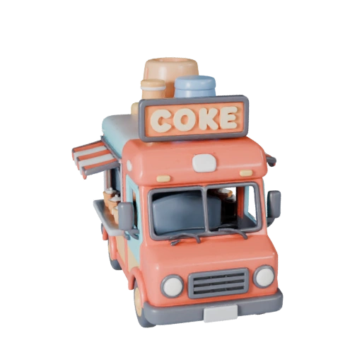 Мультяшный фудтрак 3D модель для стилизованных игр, PBR-ресурс (Legacy)