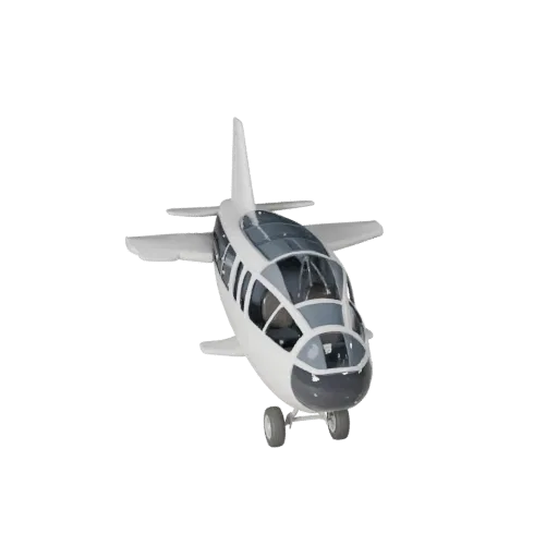 3D модель дирижабля, вид в окне игры в три четверти, готовый для Unity ассет транспортного средства с балансом крыльев, читае