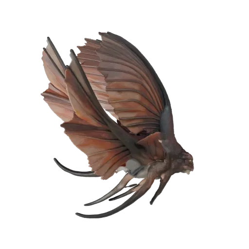 3D модель Осьминога, вид сбоку игровой камеры, готовый для Unity ассет животного с мембранами плавников, сужением тела, боков