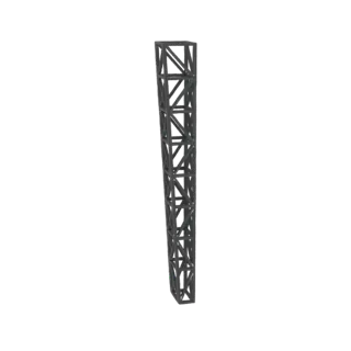 3D модель секции решетчатой конической башни с квадратным основанием и верхом, построенная из соединенных металлических балок