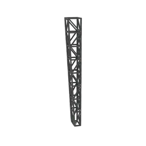 3D модель секции решетчатой конической башни с квадратным основанием и верхом, построенная из соединенных металлических балок