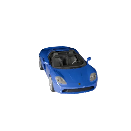 3D-модель родстера Roadster, вид в три четверти студии, готовый для Blender объект транспортного средства с линиями кузова, о