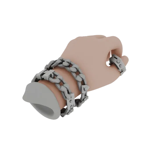 Готовая к печати 3D-модель браслета-цепи, студийный рендер с перспективой, показывающий форму браслета, поверхность и масштаб