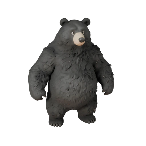 Мультяшный черный медведь 3D модель - Стилизованный ассет для анимации