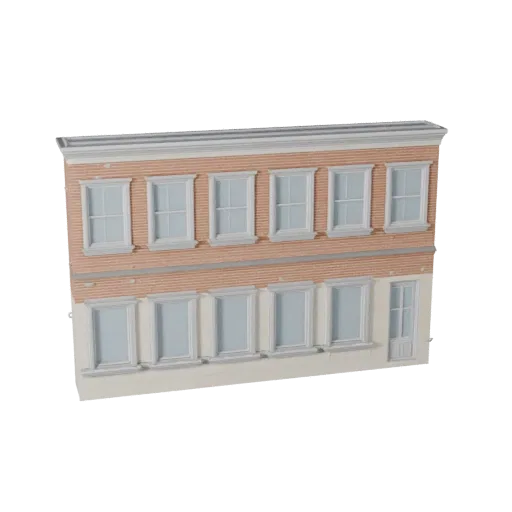 Модульный фасад уличного здания, готовая к Blender 3D модель, вид рендера студии Blender, показывающий материалы модульного с