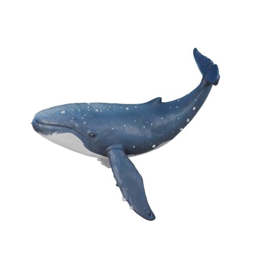 Мультяшный горбатый кит 3D модель - Стилизованный ассет для анимации