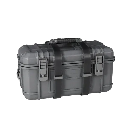 Модульная 3D-модель "Urban Range Case", изометрический вид модульного набора, показывающий резиновые накладки, портативную фо