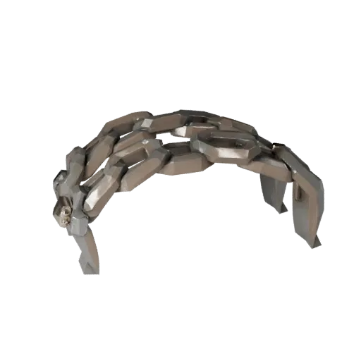 Готовая к использованию в играх 3D модель браслета-цепи, студийный профильный снимок, подчеркивающий швы, края и слои отделки