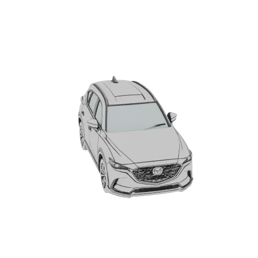 3D модель кроссовера Mazda CX-5, вид спереди в 3/4, светло-серая отделка, детализация в стиле каркаса.