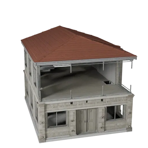 Модульный комплект крыши, готовая к Blender 3D модель, вид студийного рендера Blender, показывающий материалы модульного стро