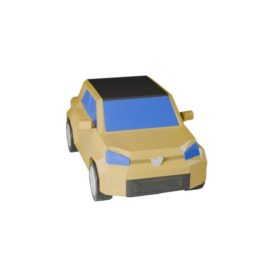 Низкополигональный компактный автомобиль 3D модель для игр Unity и Unreal