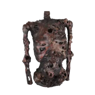 3D модель гниющего торса зомби, показывающая рваную плоть, обнаженные ребра и жуткую, гниющую текстуру.