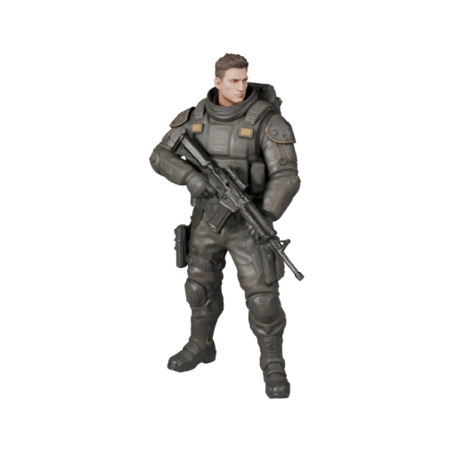 Модель персонажа солдата научной фантастики - с ригом