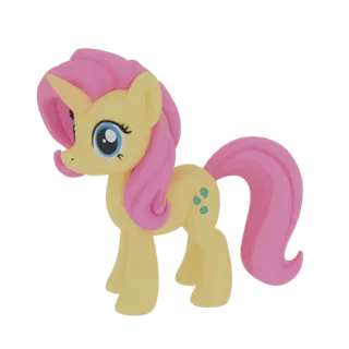 3D-модель Флаттершай из My Little Pony, стоящая на белом фоне