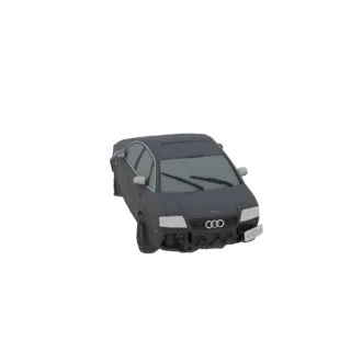A 3D model of a dark gray Audi A6 C5 sedan, viewed from a slightly elevated front-right angle.