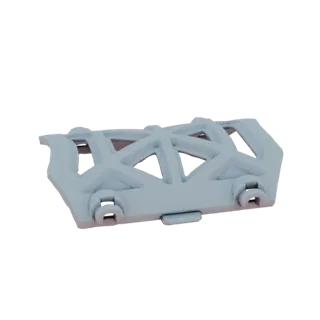 3D рендер светло-голубого геометрического решетчатого кронштейна с двумя видимыми точками крепления на нижней стороне.
