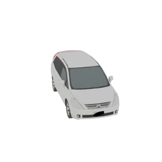 3D модель белого Nissan Presage MPV (2003-2006), показанная с трехчетвертной передней перспективы на белом фоне.