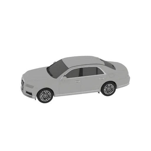 Рендер 3D модели Audi A8 серого цвета, вид спереди под углом, на белом фоне.