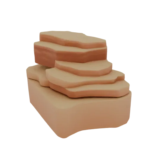 Печатаемая 3D-модель Пустынного Оазиса, изометрический настольный STL-рендер, показывающий слои ландшафта, хребты дюн.