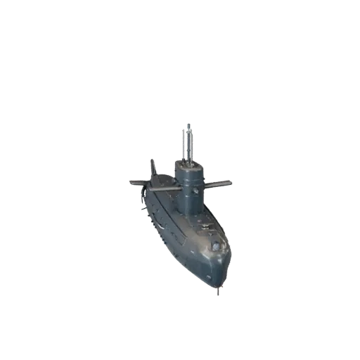 3D модель винтажной подводной лодки, трехчетвертной студийный вид, готовый к использованию в Blender актив транспортного сред