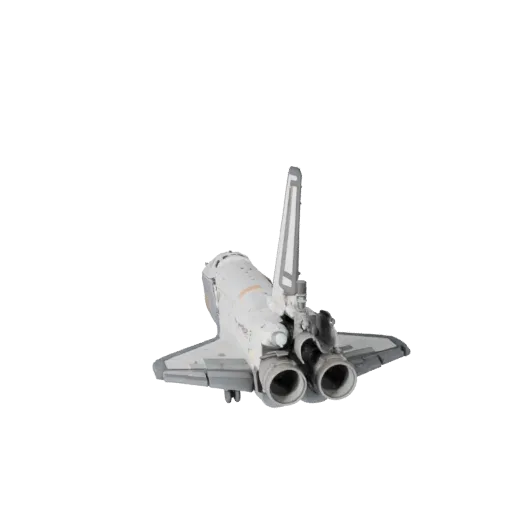 3D-модель Космического шаттла, вид в три четверти в студии, готовый к анимации объект транспортного средства с силуэтом мисси