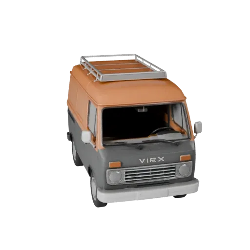 Высокополигональный ретро фургон 3D модель для студийных рендеров PBR