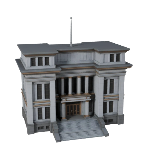 Low Poly Town Hall 3D Model for Realtime Games and VR