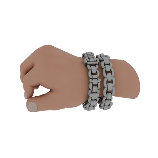 Браслет-манжета с бисером, детализированная 3D-модель, изометрический студийный рендер, подчеркивающий форму и детали отделки