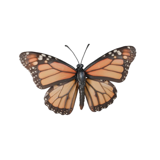 3D модель бабочки монарх для Blender - PBR ассет с текстурами