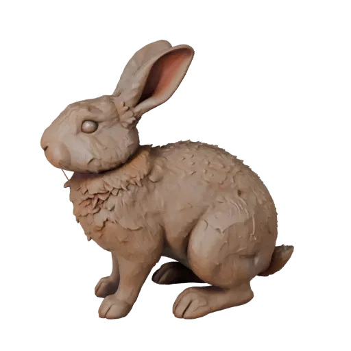 Высокополигональная 3D-модель кролика STL, изометрический вид, готовая к печати фигурка животного с четкой анатомией, естеств