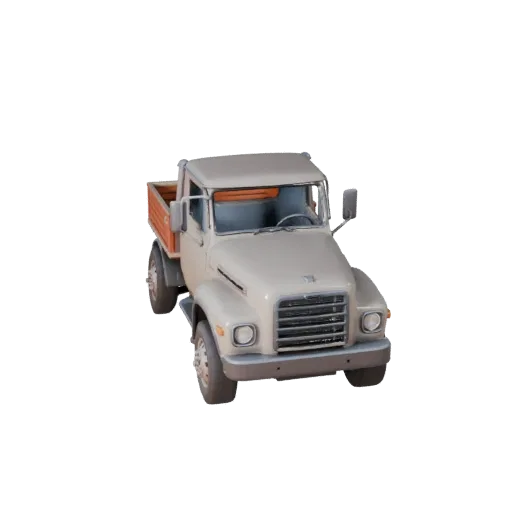 Готовый к игре винтажный грузовик 3D-модель, трехчетвертной студийный вид, готовый к производству транспортный актив с рабоче