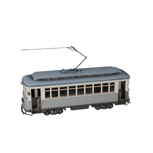 Винтажный трамвай 3D модель для Unity - Низкополигональный игровой ассет