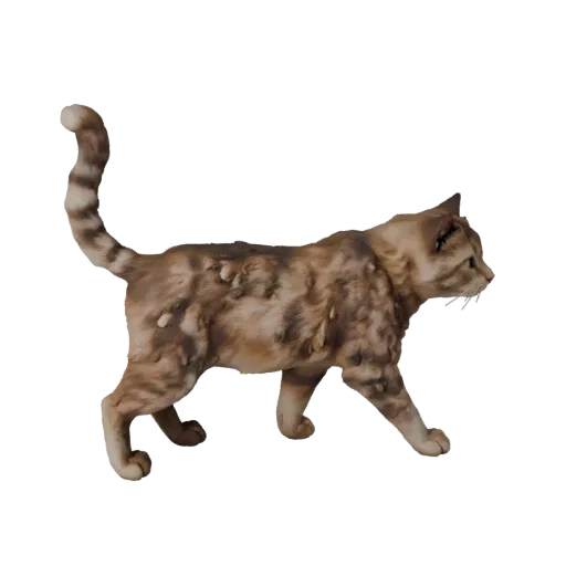 3D модель кошки, рендер дикой природы в профиль, готовый для Blender ассет животного с плавностью позвоночника, подушечками н