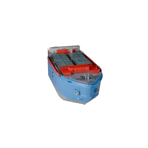 Высокополигональная 3D-модель грузового судна, студийный вид крупным планом, высокополигональный актив транспортного средства