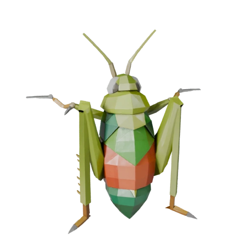 Низкополигональный кузнечик 3D модель - Игровой ассет Unity с FBX | PBR