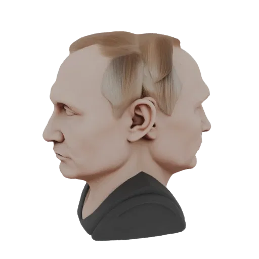 3D модель двуликого бюста Владимира Путина в античном стиле, вид сбоку
