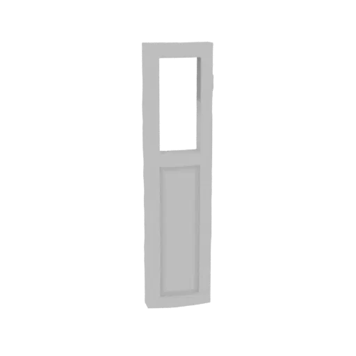 3D model of a modern, minimalist door frame with a rectangular transom window above.