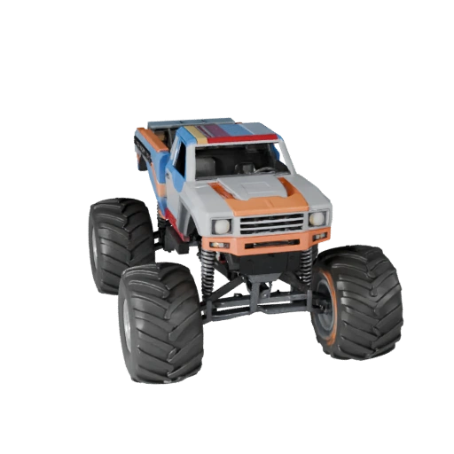 3D модель монстр-трака для Unity - низкополигональный игровой ассет